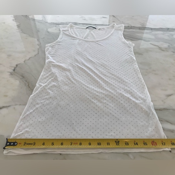 ELIE TAHARI WHITE CRYSTAL EMBELLISHED  MODAL TANK TOP SIZE XS NWOTS! - Picture 10 of 15